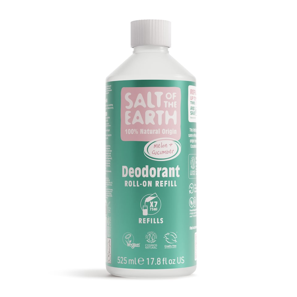 image 1 of Salt of the Earth Natural Deodorant Roll on Refill x7 Uses Melon & Cucumber Natural Origin Ingredients Vegan 525ml
