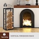 image 4 of HOMCOM Metal Firewood Log Holder Tall Firewood Rack Indoor Outdoor Fireplace Wood Storage Shelf with Side Rails, Rust-Resistant, Black, 40W x 25D x 100H cm