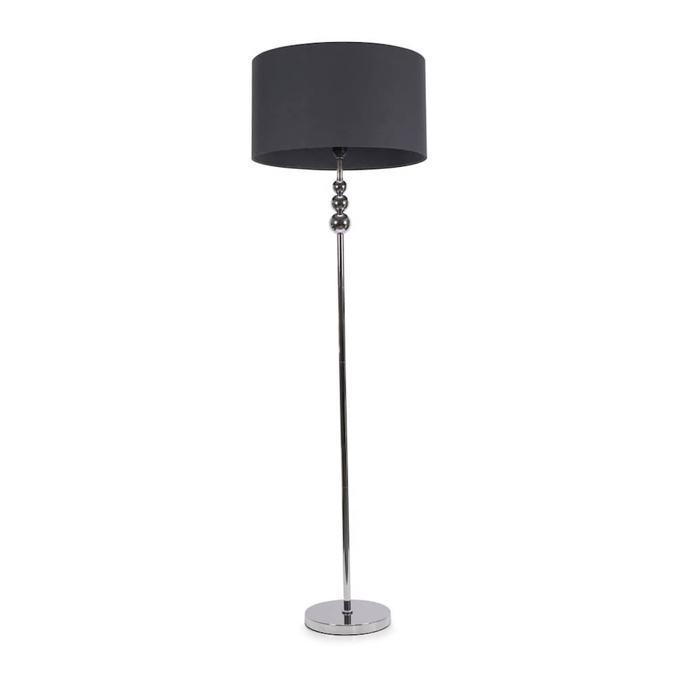 image 1 of ValueLights Marissa Charcoal Grey Shade with Chrome Stacked Ball Floor Lamp | Grey