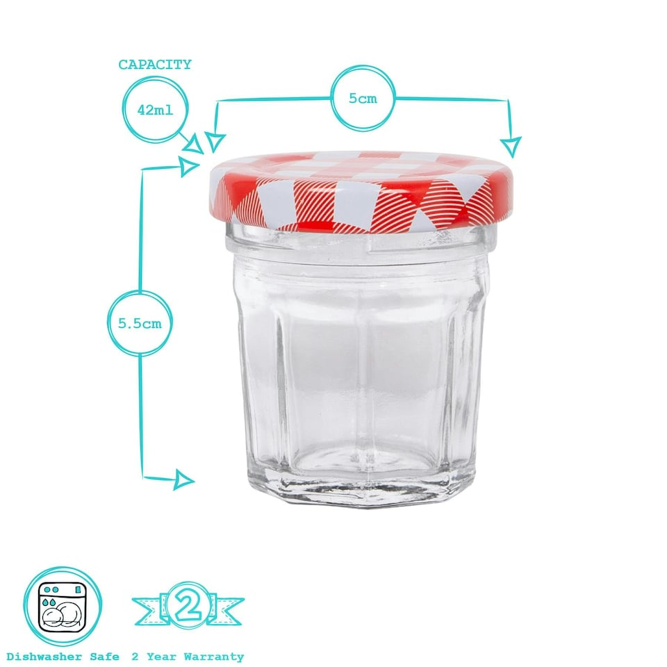image 1 of Argon Tableware Glass Jam Jars with Lids - 30ml - Pack of 6
