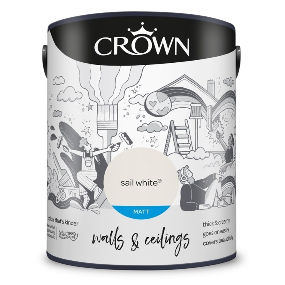 image 1 of Crown Matt Emulsion Sail White 5L