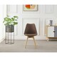 image 2 of Single Scandinavian Dining Chair with Leather Cushions Solid Wood Legs Brown