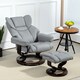 image 2 of HOMCOM PU Leather Manual Reclining Armchair Footstool Padded Seat Light Grey