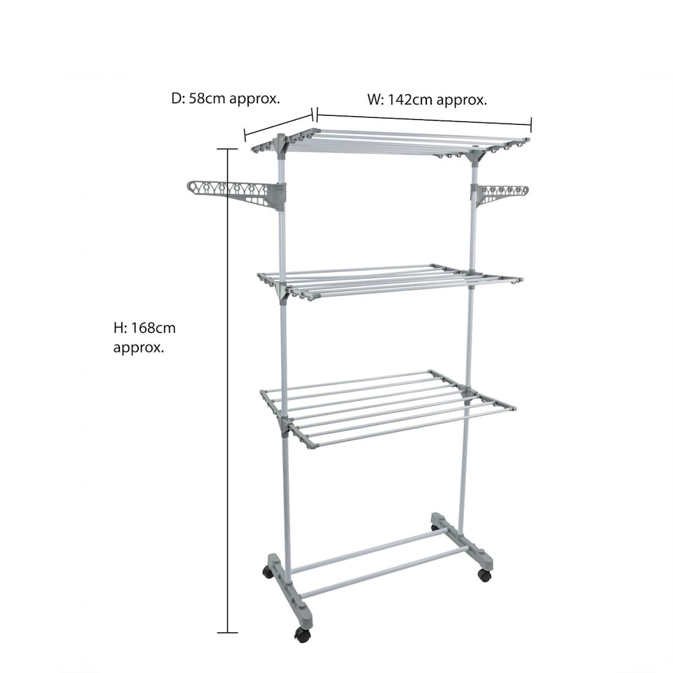 image 1 of JVL 3 Tier Drying Rack, White