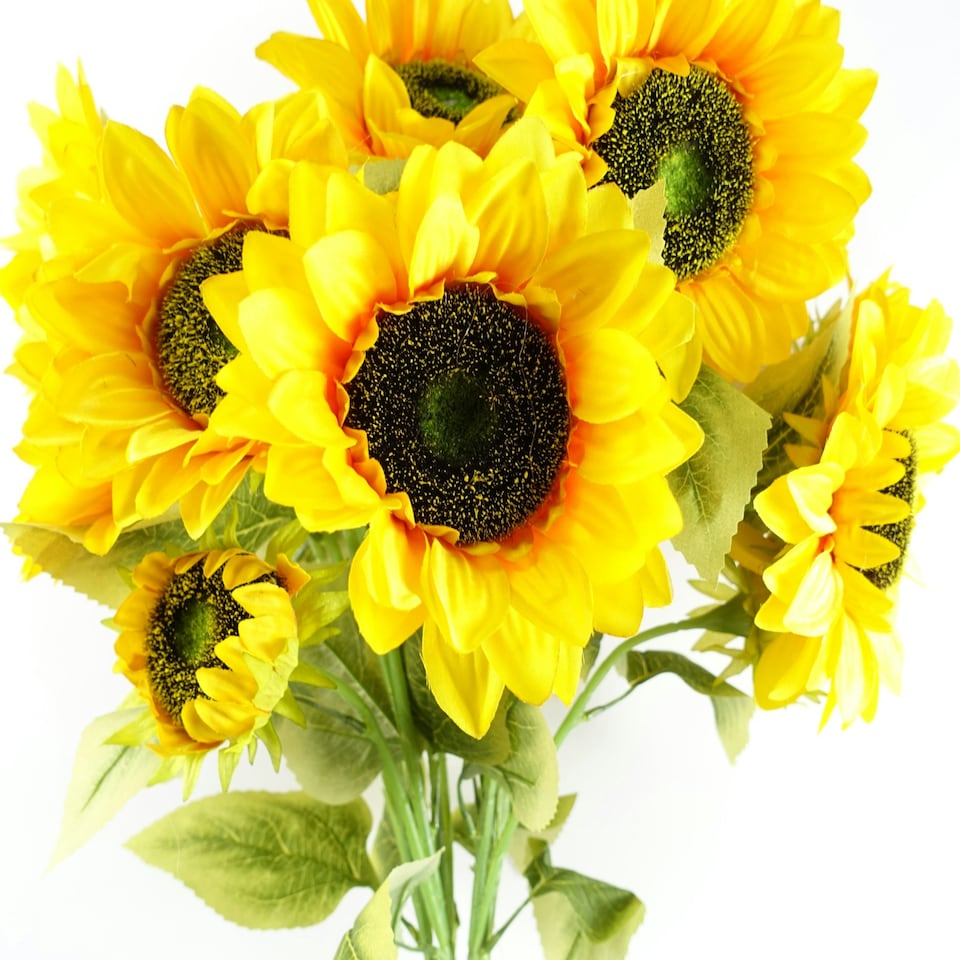 image 1 of Pack of 6 x 88cm Yellow Artificial Sunflower - 18 heads