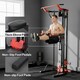 image 7 of SPORTNOW Power Tower with Lat Pull Down Machine, Pull Up Bar, Dip Station | Black | Black and Red | 100W x 110D x 225H cm