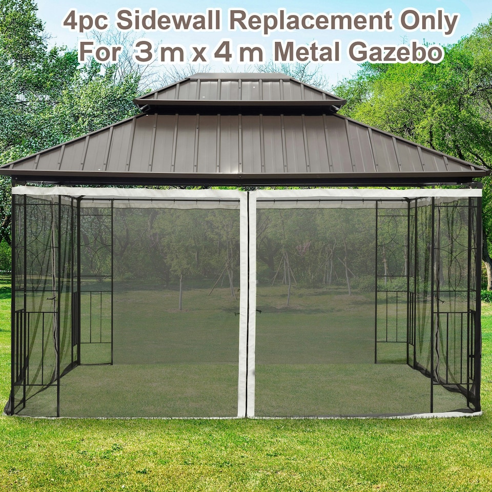 image 1 of Outsunny 352 x 207cm Universal Replacement Gazebo Mesh Netting Screen Walls
