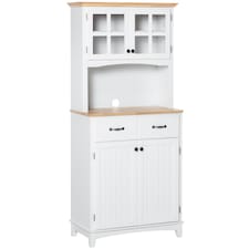 HOMCOM Coastal Kitchen Cupboard Storage Cabinet w/ Drawer Microwave Counter