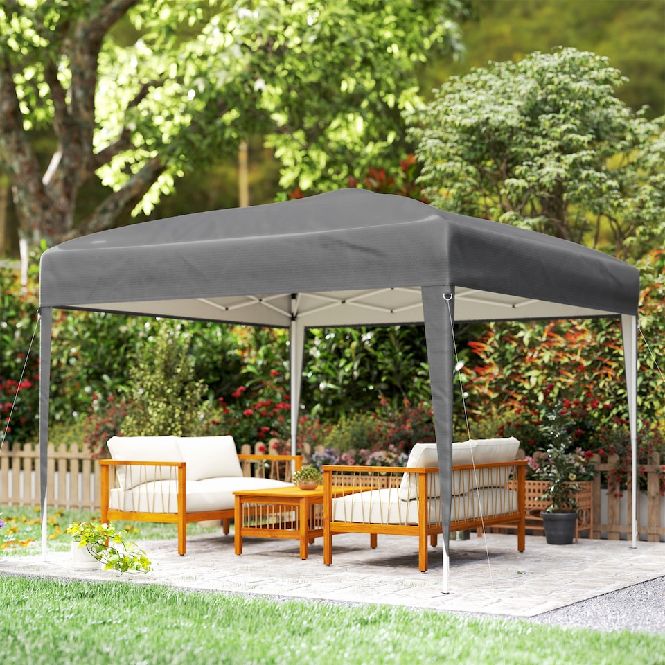 image 1 of Outsunny 3 x 3M Garden Pop Up Gazebo Height Adjustable Marquee Party Tent Wedding Canopy with Carrying Bag, Grey