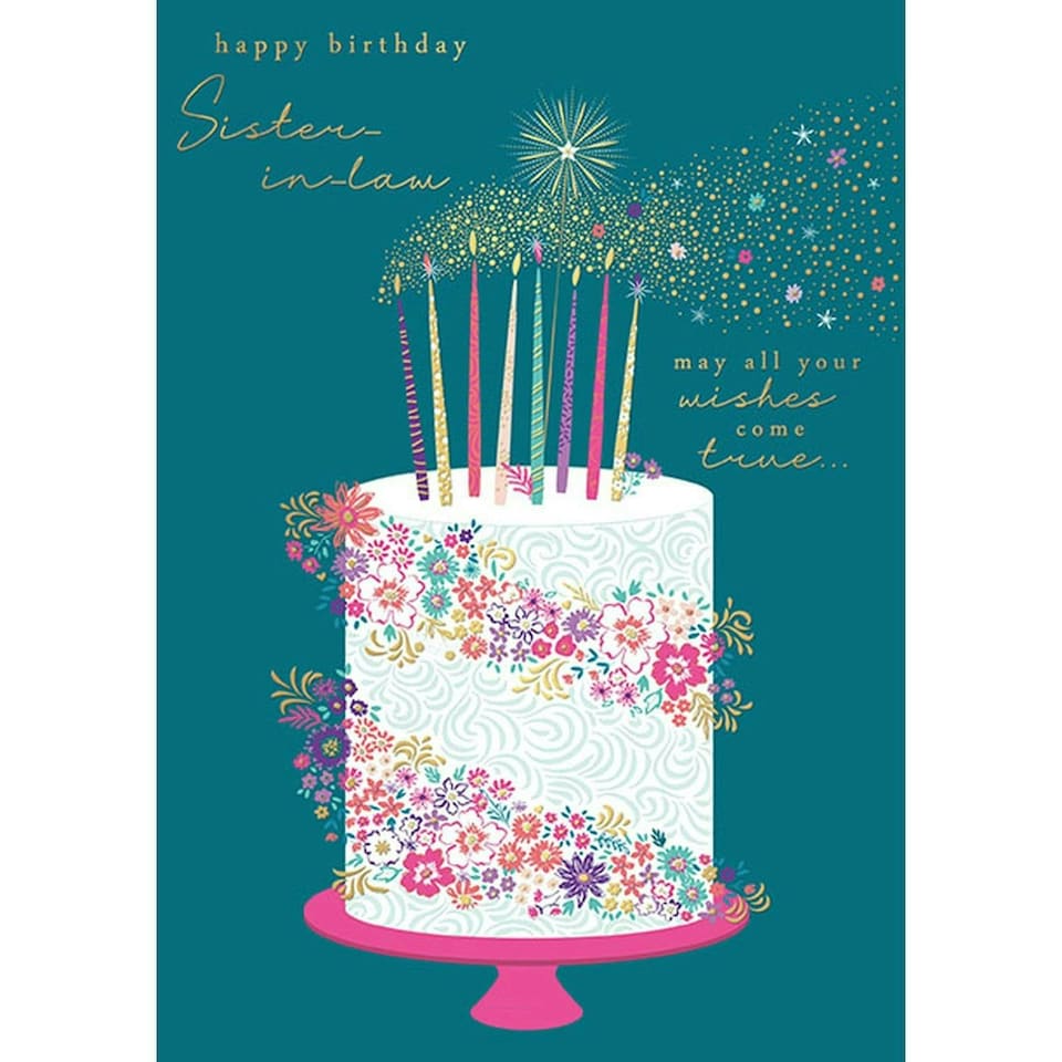 Words 'n' Wishes Traditional Sister in Law Birthday Card, Birthday Card for Sister in Law, Multi-Coloured 22 x 15.8 cms