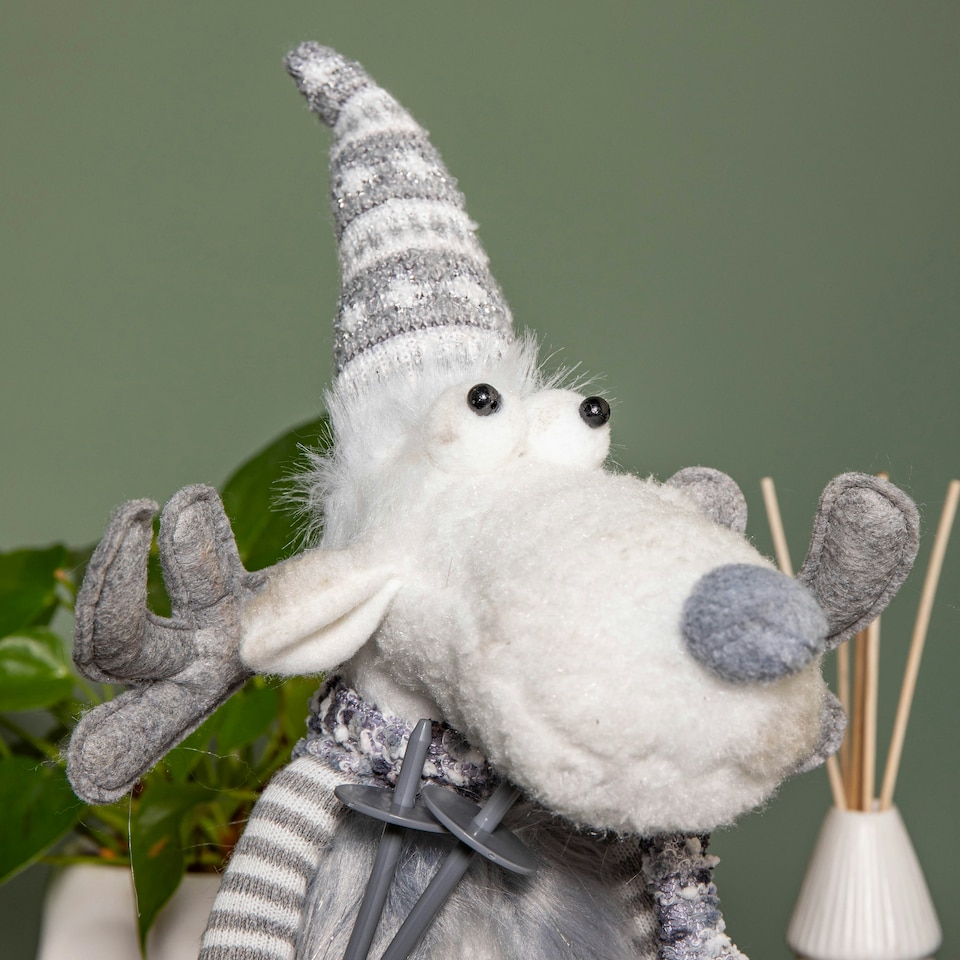 image 1 of 68cm Light up Battery Operated Grey Christmas Reindeer Decoration with Dangly Legs