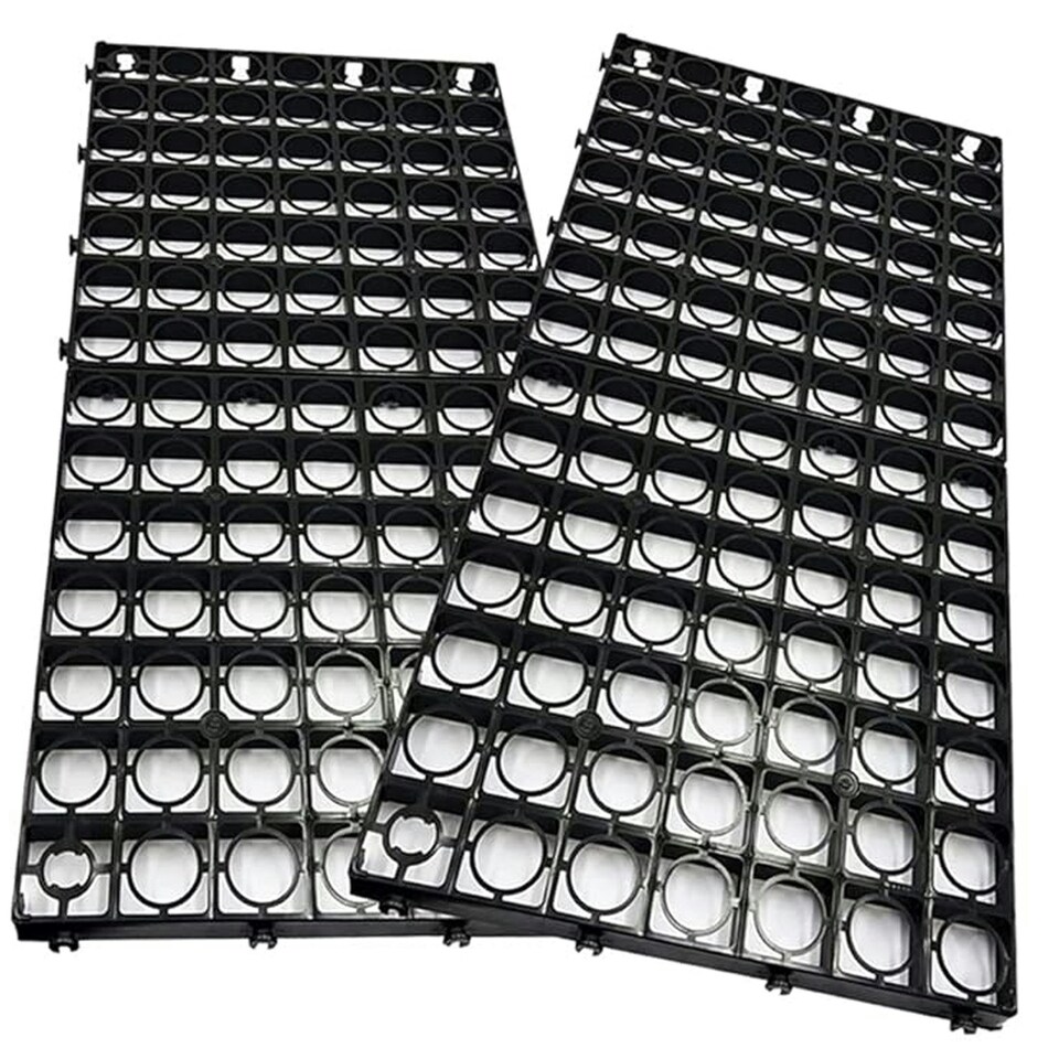 image 1 of 12 x Black Plastic Drainage Mats Turf Grids Ideal For Lawns, Greenhouse & Driveways Black