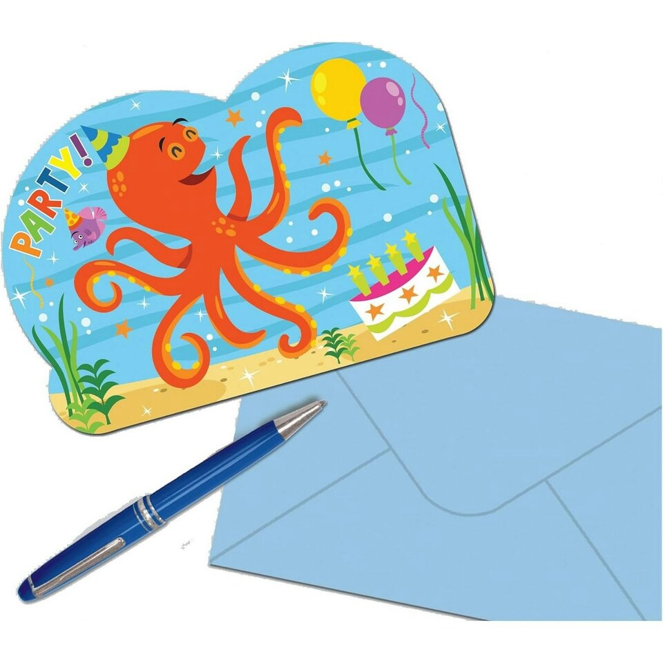 Amscan Ocean Buddies Invitations - Multicoloured - One Size