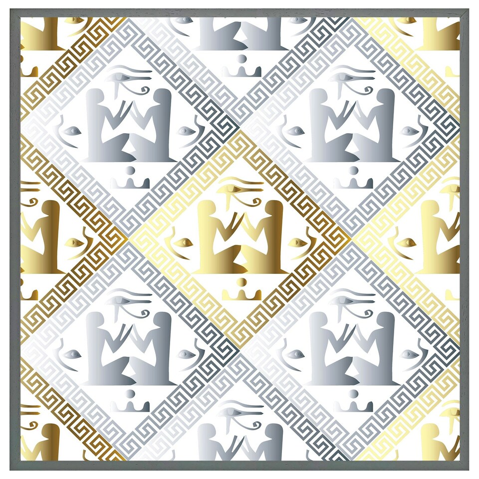 image 1 of Egyptian hieroglyphs in gold & silver (Picture Frame) Brown | XS