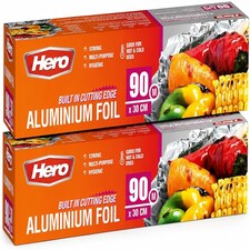 Hero Strong Kitchen Foil Roll 90m x 300mm – Premium Aluminium Foil with Easy Cutter Dispenser | Non-Stick Foil for Cooking, Baking, BBQ & Food Wrapping