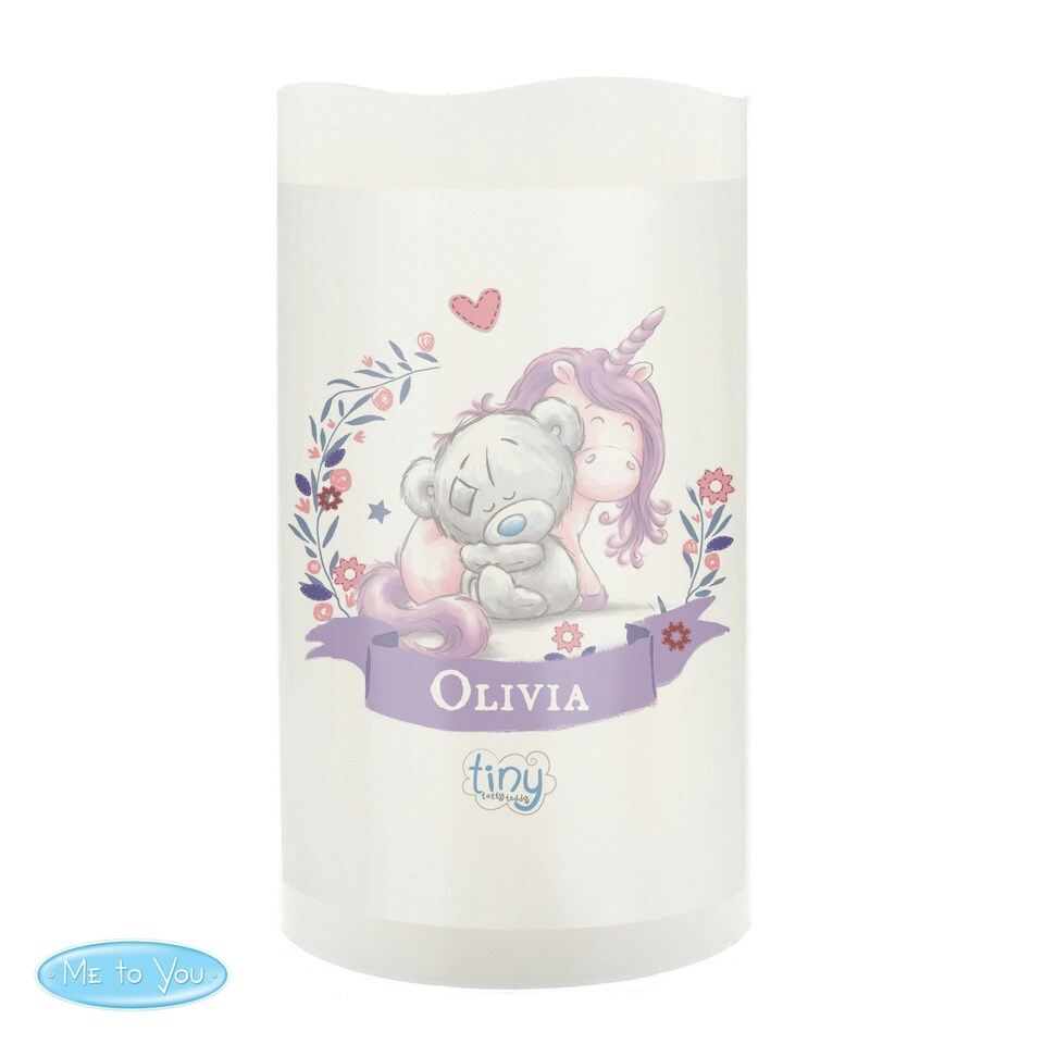 image 1 of Personalised Tiny Tatty Teddy Unicorn Nightlight LED Candle Cream