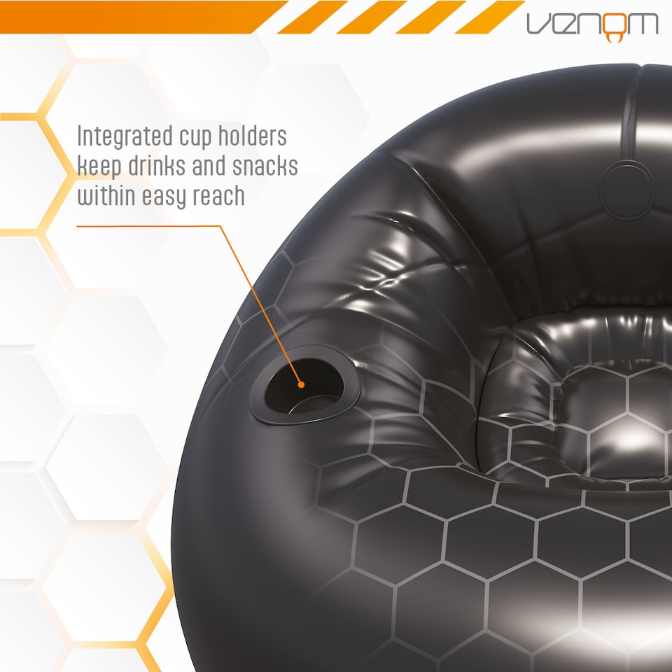 image 1 of Venom Inflatable Gaming Chair – Bean Bag Style Blow Up Seat for Kids & Teens