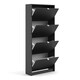 image 4 of Shoes Shoe Cabinet 4 Flip Down Doors and 2 layers in Matt Black