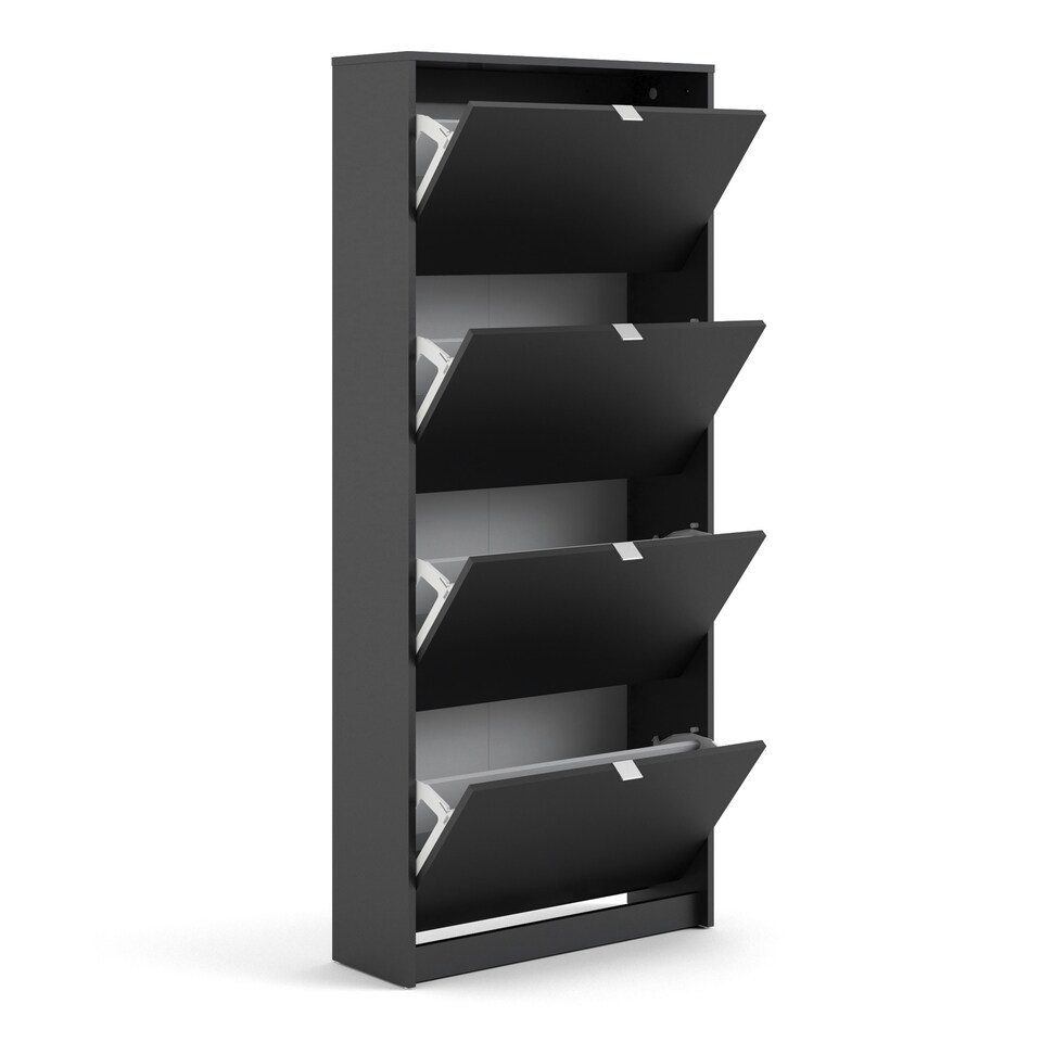 image 1 of Shoes Shoe Cabinet 4 Flip Down Doors and 2 layers in Matt Black