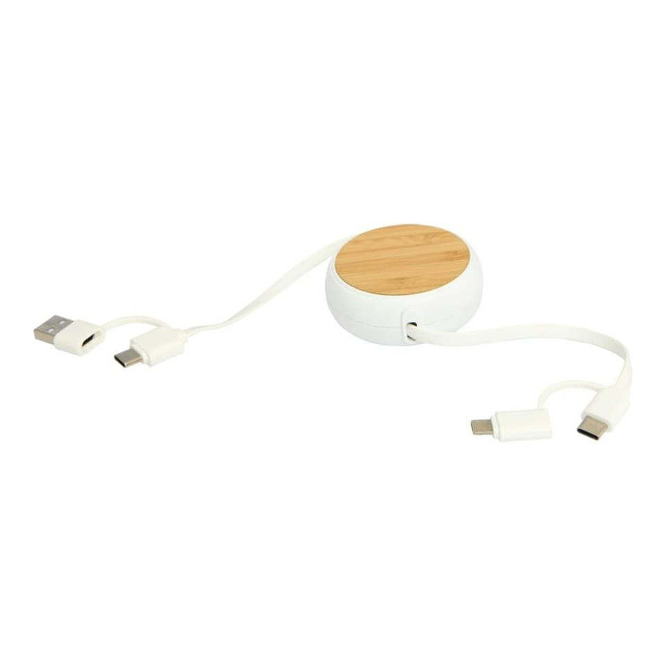 image 1 of Chechia Recycled Plastic 5 in 1 Retractable Connector Cable - White - One Size