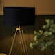 image 2 of ValueLights Aero Gold Floor Lamp Navy Velvet Shade
