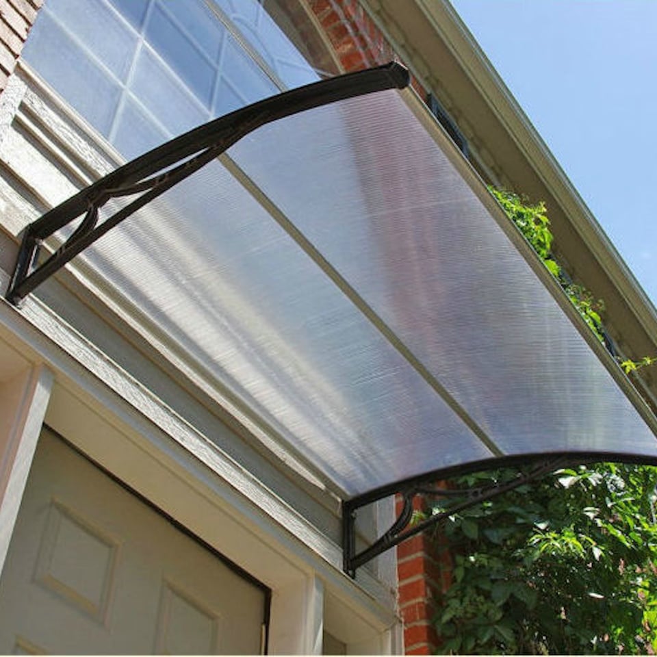 image 1 of Outdoor Front Door Canopy Porch Awning Patio Rain Shelter Cover 120x80cm | Clear | 1