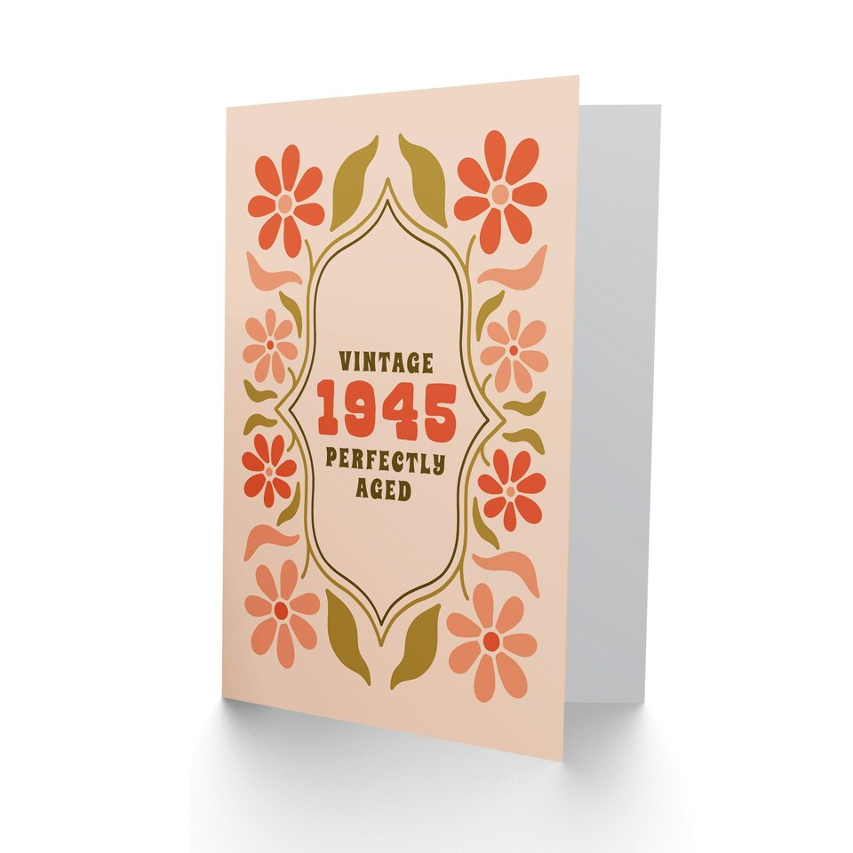 image 1 of Vintage Year Floral Flowers Her Born 1945 Aged 80 Years Old 80th Birthday Card