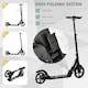 image 6 of HOMCOM Teens Adult Kick Scooter Fold Adjust 14+ w/ Rear Dual Brake System Black