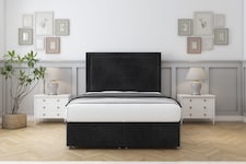 Sloomy Ashford Black Naples Ottoman Bed Base With 26" Strutted Headboard 3' Single | Black | Black | Single | 1
