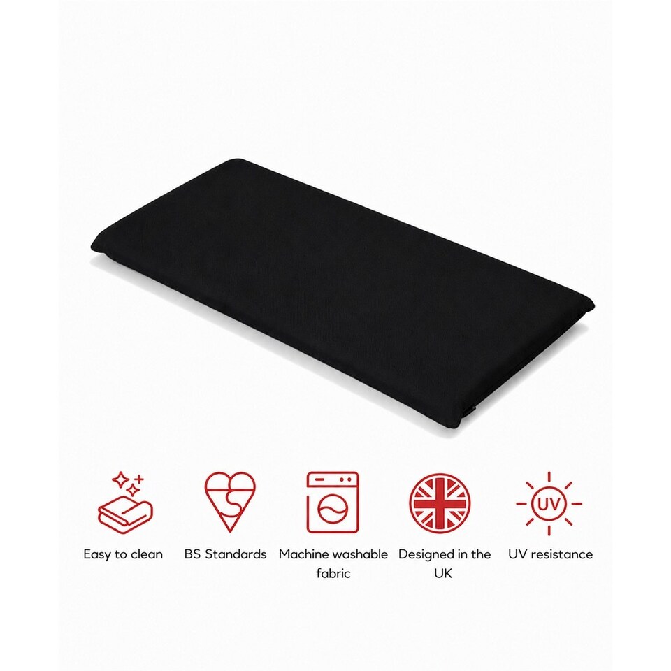 SP 2 Seater Bench Pad Cushion (Pack of 4) - L116 x W48 x H6 cm - Black