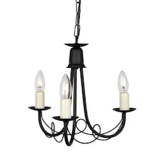Minster Chandelier 3 Light Black Finish, E14