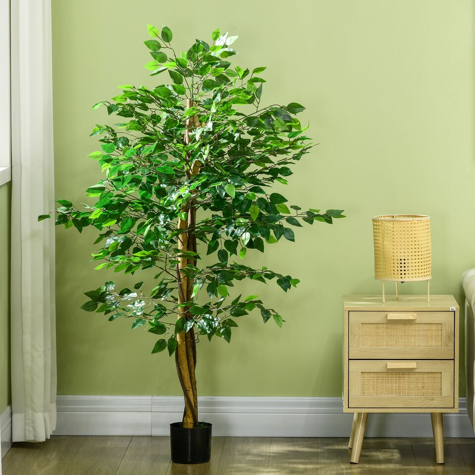 image 1 of HOMCOM Decorative Artificial Plants Ficus in Pot, Fake Plants for Home Indoor Decor, 150cm
