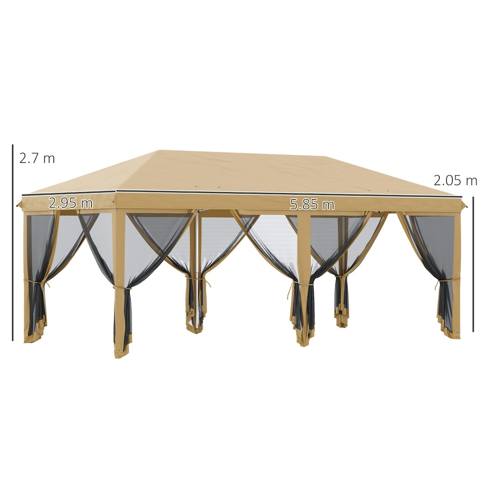 image 1 of Outsunny 6 x 3(m) Pop Up Party Tent Canopy with 6 Removable Sidewalls Beige