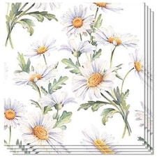 Beautiful Daisy White Luncheon Napkins 3 Ply 33cm - Pack of 20 | White