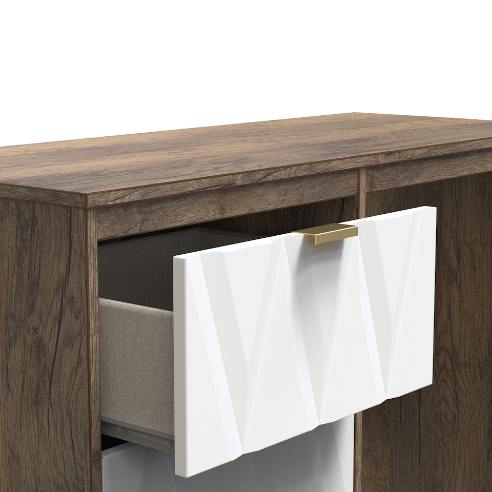 image 1 of Washington 3 Drawer Vanity in White Matt & Vintage Oak (Ready Assembled) | White | White Matt & Vintage Oak