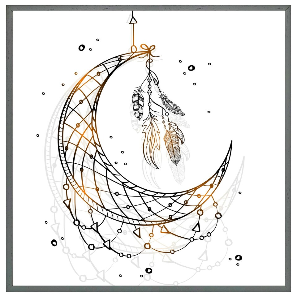 image 1 of Dream catcher with crescent moon (Picutre Frame) White | L