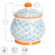 image 6 of Nicola Spring Hand-Printed Plant Pot with Saucer - 20.5cm - Orange | Orange | Orange / Blue