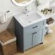image 6 of COSTWAY Bathroom Vanity Storage Cabinet w/2 Doorsy Grey
