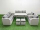 image 1 of Fimous PE Rattan High Back Lounge Sofa Set Patio Rectangular Dining Table & Chairs Set with 3 Seater Sofa Reclining Chair Stools Side Table Light Grey