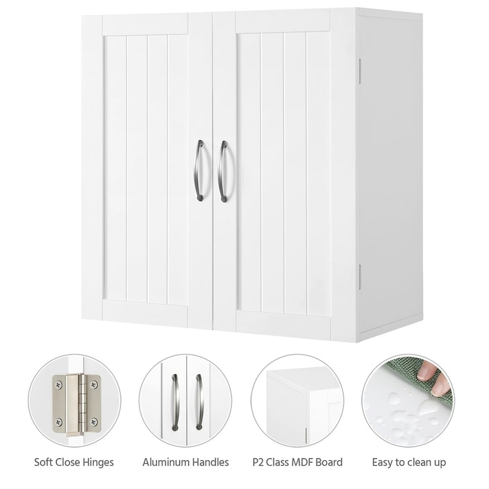 image 1 of Yaheetech Wall Mount Cabinet with Adjustable Shelf | White