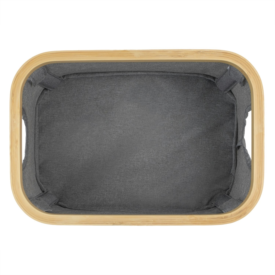image 1 of JVL Bambanio Foldable Bamboo Storage Basket, 26L, Set of 2 - Grey Grey