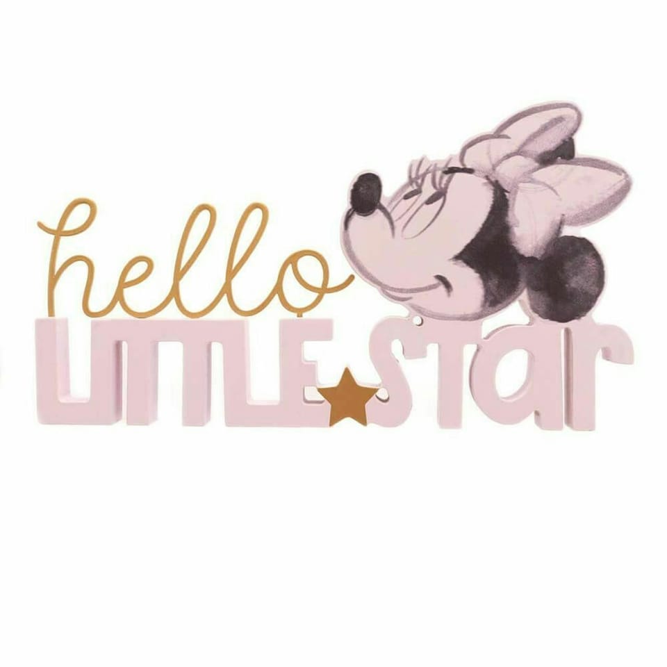 image 1 of Disney Minnie Hello Little Star Mantle Plaque Pink
