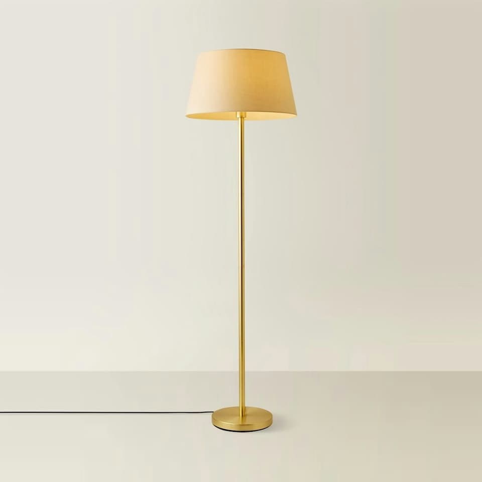 image 1 of ValueLights Modern Gold Metal Floor Lamp With Beige Shade