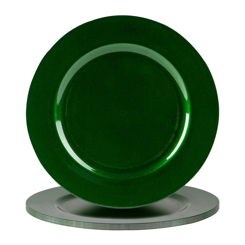 image 1 of Argon Tableware Metallic Charger Plates - 33cm - Green - Pack of 6