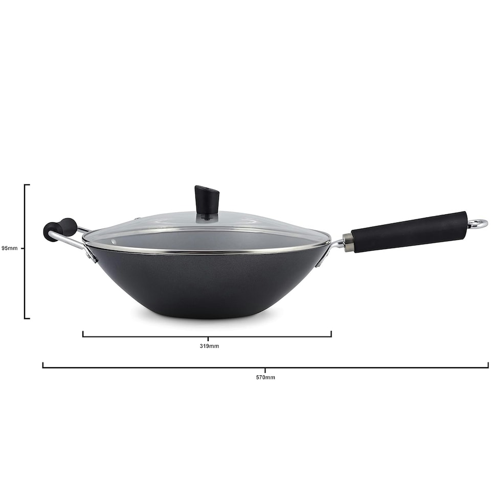 image 1 of Ken Hom Excellence 31cm Non-Stick Carbon Steel 4 Piece Wok Set