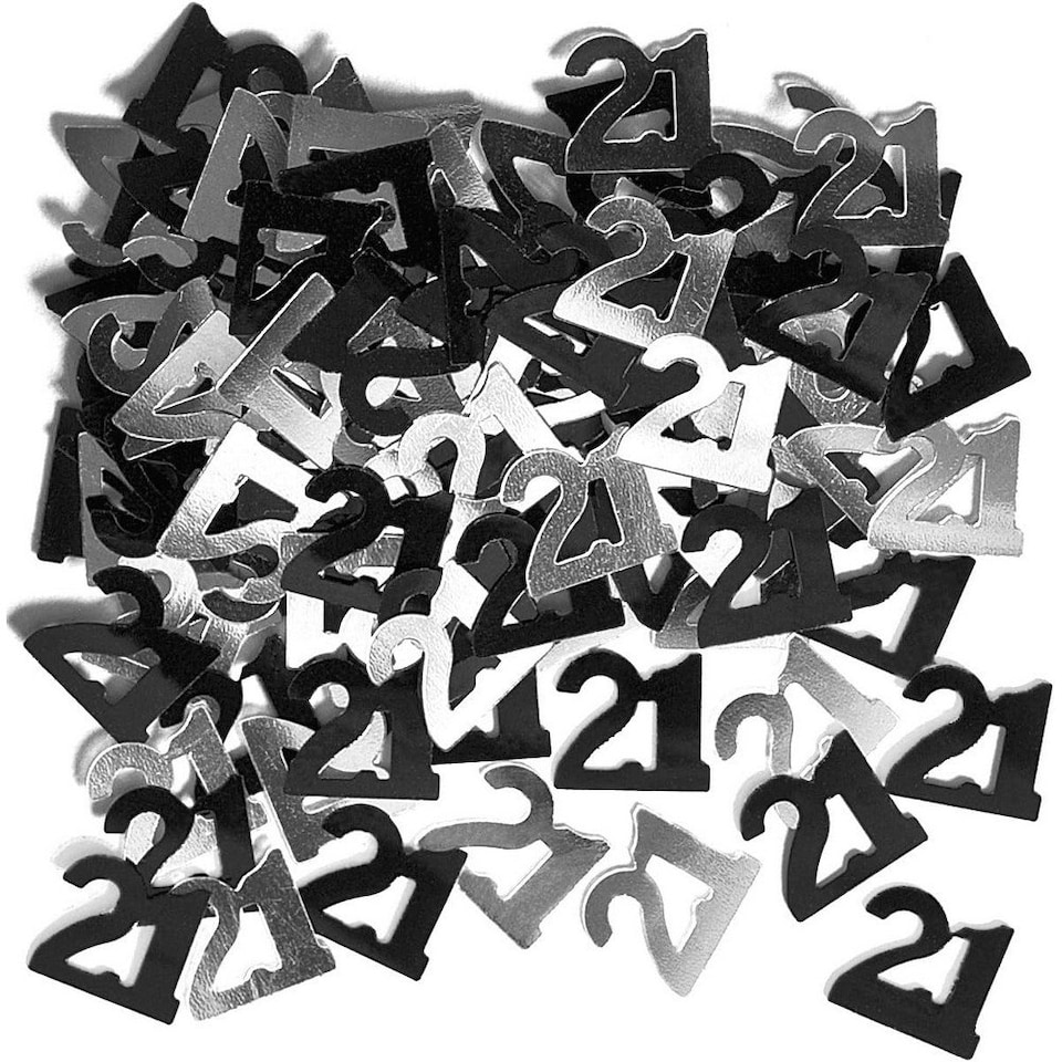 Unique Party Foil Glitz 21st Birthday Confetti - Black/Silver - One Size