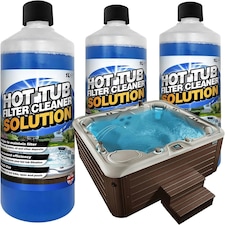 4 x 1 Litre Hot Tub Spa & Pool Filter Cartridge Cleaner Solution Removes Grease & Oil