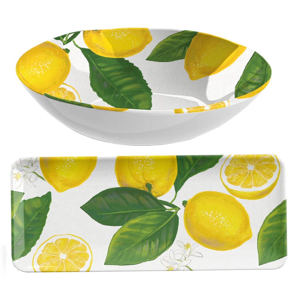 image 1 of Lemon Fresh Melamine/Plastic Salad Bowl & Appetiser Tray Set
