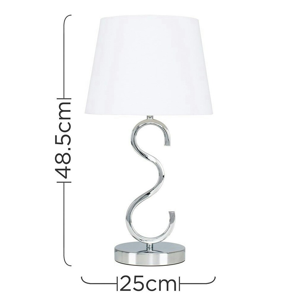 image 1 of ValueLights Modern Sleek Design Polished Chrome Touch Table Lamp With White Light Shade
