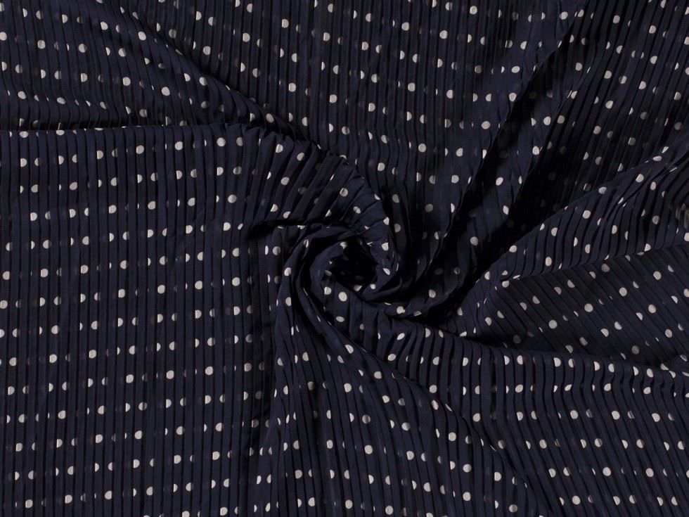 Navy Pleated Chiffon Plisse Fabric for Dressmaking, 140cm / 55" Wide - per metre